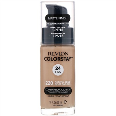 Revlon, Макияж для комбинированной и жирной кожи Colorstay, естественный бежевый оттенок 220, 30 мл