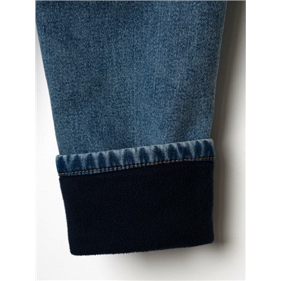 Брюки текстильные джинсовые утепленные флисом для мальчиков