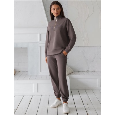 Джемпер с воротом на молнии из петельчатого футера двухнитки с эластаном