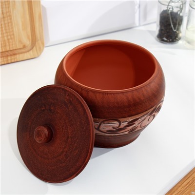 Горшок для жаркого «Ангоб», 700 мл, красная глина