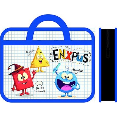 Папка пластиковая А4 на молнии с ручками 33х26х10 см ПМ-А4-251 "ВЕСЁЛЫЕ ФИГУРЫ 2026" с расширением Пчелка