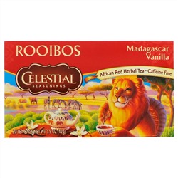 Celestial Seasonings, чай ройбуш, мадагаскарская ваниль, без кофеина, 20 чайных пакетиков, 42 г (1,5 унции)