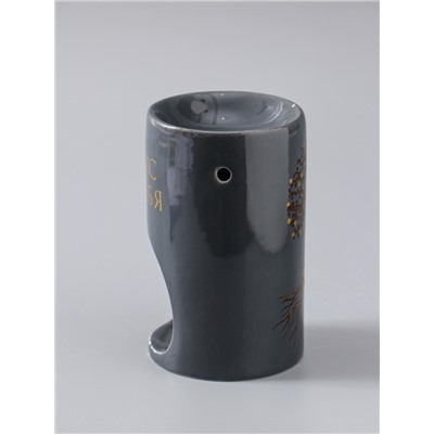 УЦЕНКА Аромалампа для эфирных масел керамика «Фокус на себя», серая с золотом, 7.2×7.2×11.6 см