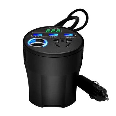 Автомобильный инвертор - Yi Xin в подстаканник 150W (black)