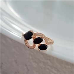 Кольцо 20 р ювелирная бижутерия коллекция "Дубай", покрытие позолота, вставка: фианиты и цирконы, цвет: черный и прозрачный, арт.414.119-20