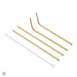 Набор многоразовых трубочек из нержавеющей стали со щеткой, 215мм, 4 шт, 2 цвета