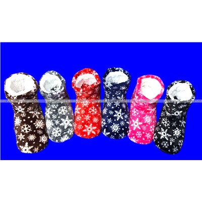 6 ПАР - Носки-САПОЖКИ женские с мехом Снежинки ВЫСОКИЕ