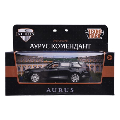 Машина металл Аурус Комендант 12,5 см, (двери, багаж, черный) инерц, в коробке