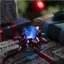 Светодиодная игрушка «Бант-звезда»10 см, от батареек LR44×3, свечение мульти, розовая