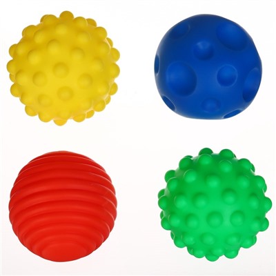 Подарочный новогодний набор развивающих тактильных мячиков Крошка Я «Подарок малышу», 4 шт.