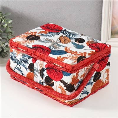 Шкатулка для рукоделия и шитья «Тропические листья», хранение ниток, иголок, мелочи, 19×26×14.5 см