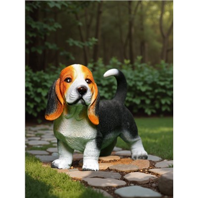 Садовая фигура из полистоуна «Щенок бассет-хаунда», 16×13×25 см
