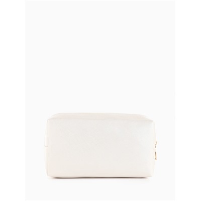 Косметичка женская на молнии, маленькая, объёмная, на подкладке, белая