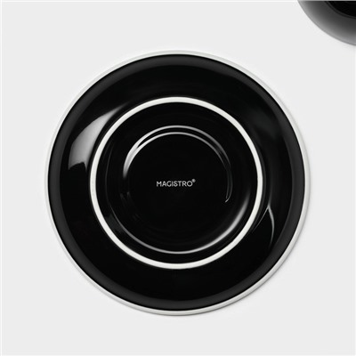 Кофейная пара Magistro Coffee time, 2 предмета: чашка 200 мл, блюдце d=14.5 см, фарфор, чёрная