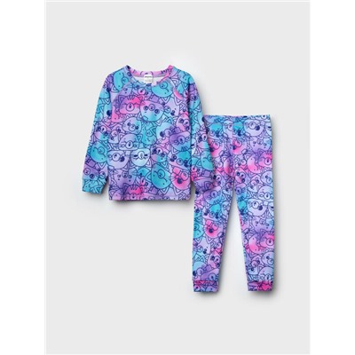 Термокомплект трикот. для девочек: фуфайка (футболка) с длин. рук, брюки