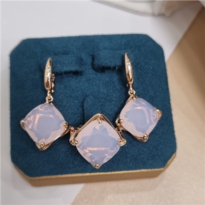 Комплект ювелирной бижутерии коллекция "Дубай" серьги и кольцо 19 р, покрытие позолота, вставка: стекло, цвет: розовый, арт.414.342-19