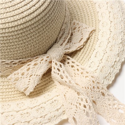 Шляпа женская с кружевом MINAKU, бежевая, размер 58