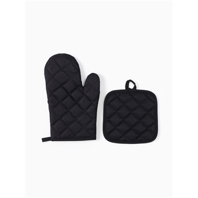 Кухонный набор 2 прихватки Доляна «King», прихватка 17×17 см, рукав. 26×16 см