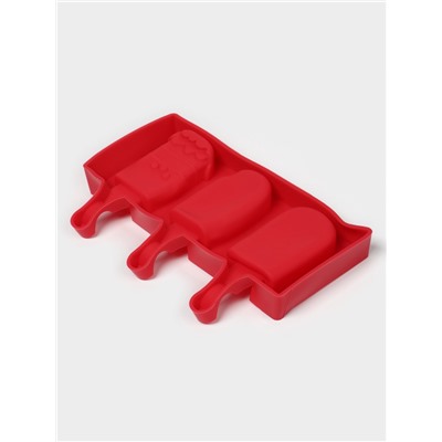 Форма для мороженого «Эскимо со сладостями», силикон, 19.5×17.7 см, 3 ячейки (7×4.2 см), МИКС