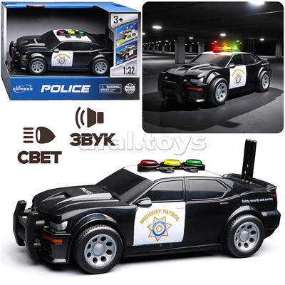 Машина "Дорожная полиция" 1:32 (свет, звук) в коробке