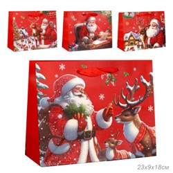 Пакет подарочный Новый год 23х18х9 / 1655-1 /уп 12/720/210г/м2