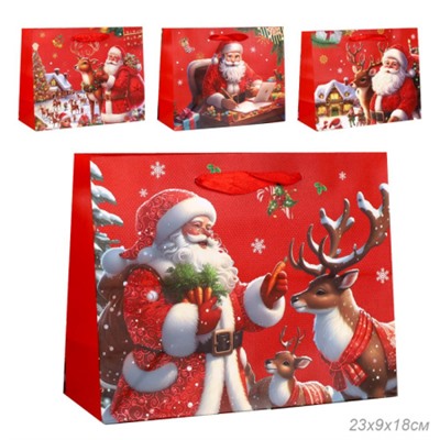 Пакет подарочный Новый год 23х18х9 / 1655-1 /уп 12/720/210г/м2