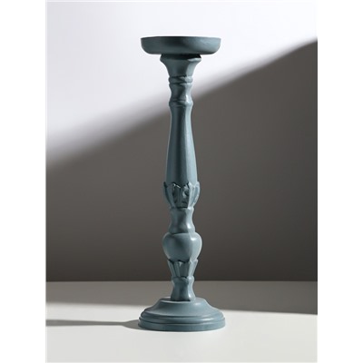 Деревянный подсвечник на 1 свечу «Колонна цветочная», серо-сиреневый, 10×10×37 см