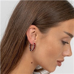 Серьги ювелирная бижутерия, посеребрение, камень красный, 032.501