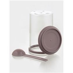 Банка для сыпучих продуктов Полимербыт, 700 мл, с ложкой, прозрачная, пластик, МИКС