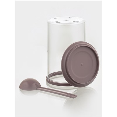 Банка для сыпучих продуктов Полимербыт, 700 мл, с ложкой, прозрачная, пластик, МИКС