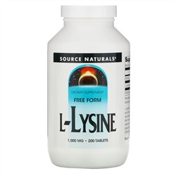 Source Naturals, L-лизин, 1000 мг, 200 таблеток