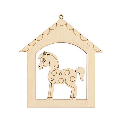 Деревянная заготовка из фанеры подвеска плоская "Лошадка" 6.5х7,5 см КЛ-42 "Mr. Carving"