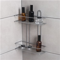 Полка прямоугольная 2-х ярусная, 26.5×10.5×35 см, цвет хром