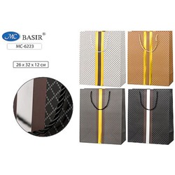 Пакет бумажный 26х32х12 см "СТИЛЬ" плотный, цветной с рисунком, ассорти МС-6223 Basir