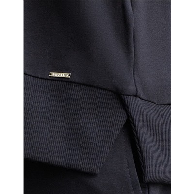 Свободный свитшот с принтом и разрезами из эластичного футера двухнитки без начеса