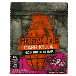 Grenade, Carb Killa, High Protein Bar, Dark Chocolate Raspberry, 12 Bars, 2.12 oz (60 g) Each