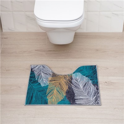 Коврики для ванной и туалета Доляна «Пёрышки», 2 шт., 50×80 см, 50×40 см, форма МИКС