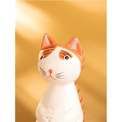 Сувенир «Кот сидячий», 6×6×15 см, дерево, оранжевый