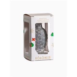 Ёлочное украшение «Шишка в снегу», в подарочной упаковке, h=8 см, серебро