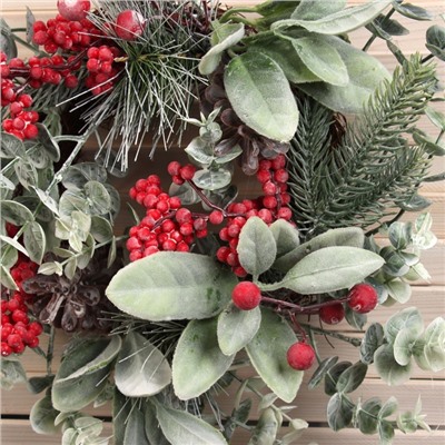 Венок новогодний d=30 см «Зимнее волшебство. Красная калина»