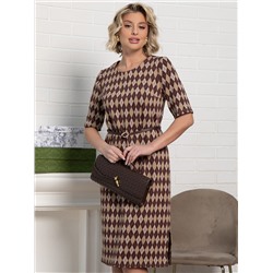 Платье трикотажное Лорейн (бежево-коричневое) П15189-25М