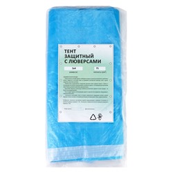 Тент защитный, 3×4 м, плотность 75 г/м², УФ, люверсы шаг 1 м, голубой