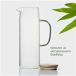 Кувшин BellaTenero «Эко», 1.3 л, 14×9×27 см, с бамбуковой крышкой, стекло, прозрачный