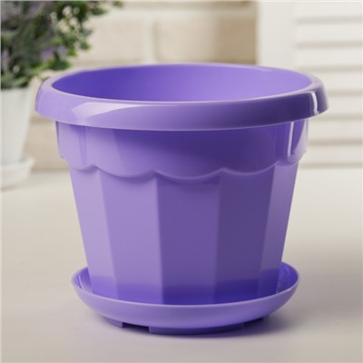 Горшок для цветов с поддоном Доляна «Эрика», 1.8 л, цвет сиреневый