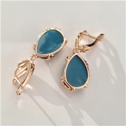 Серьги висячие под бирюзу, покрытие позолота, коллекция "Дубайское Золото", арт. 314.456
