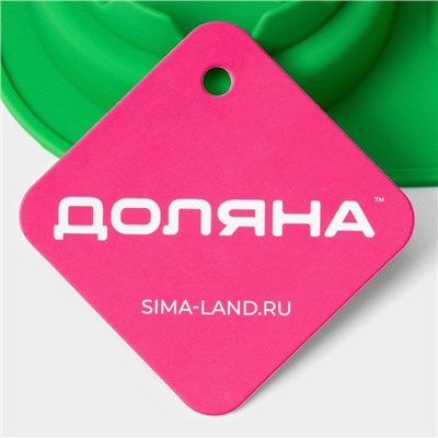 Форма для выпечки новогодняя Доляна «Новогодний набор», силикон, 20.5×22×3.5 см, 6 ячеек, зелёная