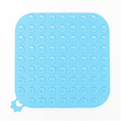 Коврик для лизания, 18.5×18.5 см, на присосках, силикон, голубой