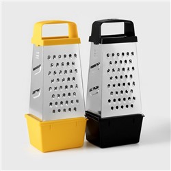 Тёрка с контейнером КВАРЦ «Комфорт», 4 грани, 450 мл, 11×8.5×27 см, металл, МИКС