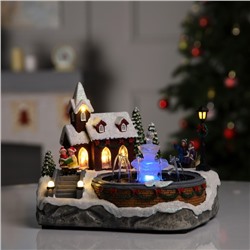 Светодиодная фигура «Новогодний фонтан» 23×18×13 см, полистоун, батарейки ААх3 (не в комплекте), USB, свечение тёплое белое