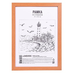 Рамка из МДФ 21x30 см, формат A4, серия 6, акриловое стекло, задняя панель - переплетный картон, с креплением для подвеса, под миланский орех, в термоусадочной пленке